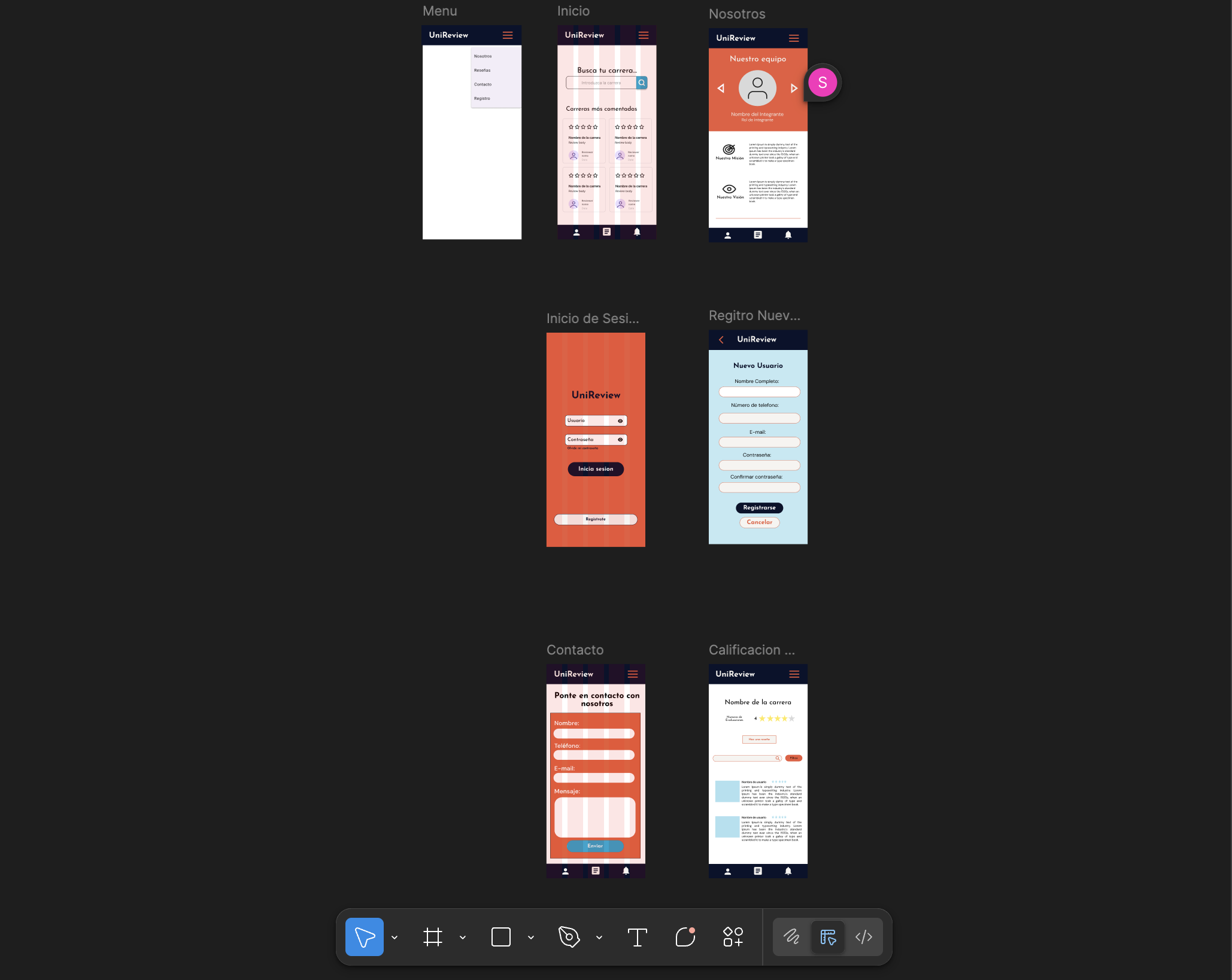 UniReview screen 2